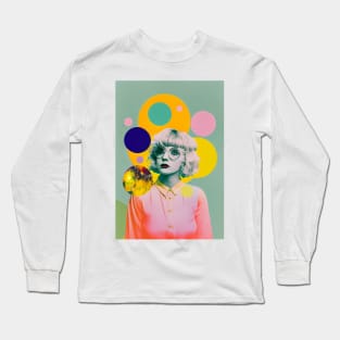 Vintage pop art style woman portrait Long Sleeve T-Shirt